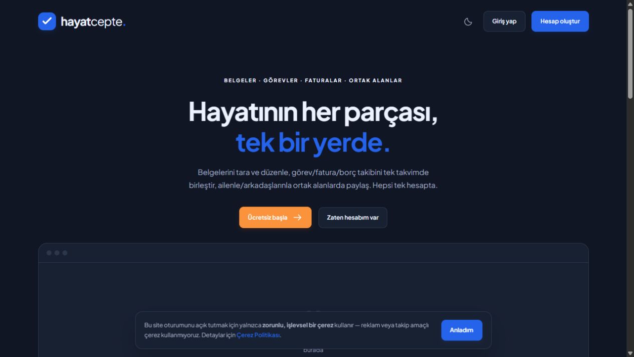 Hayat Cepte web sitesi ekran görüntüsü